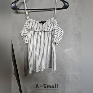 Striped tank off shoulder short sleeves